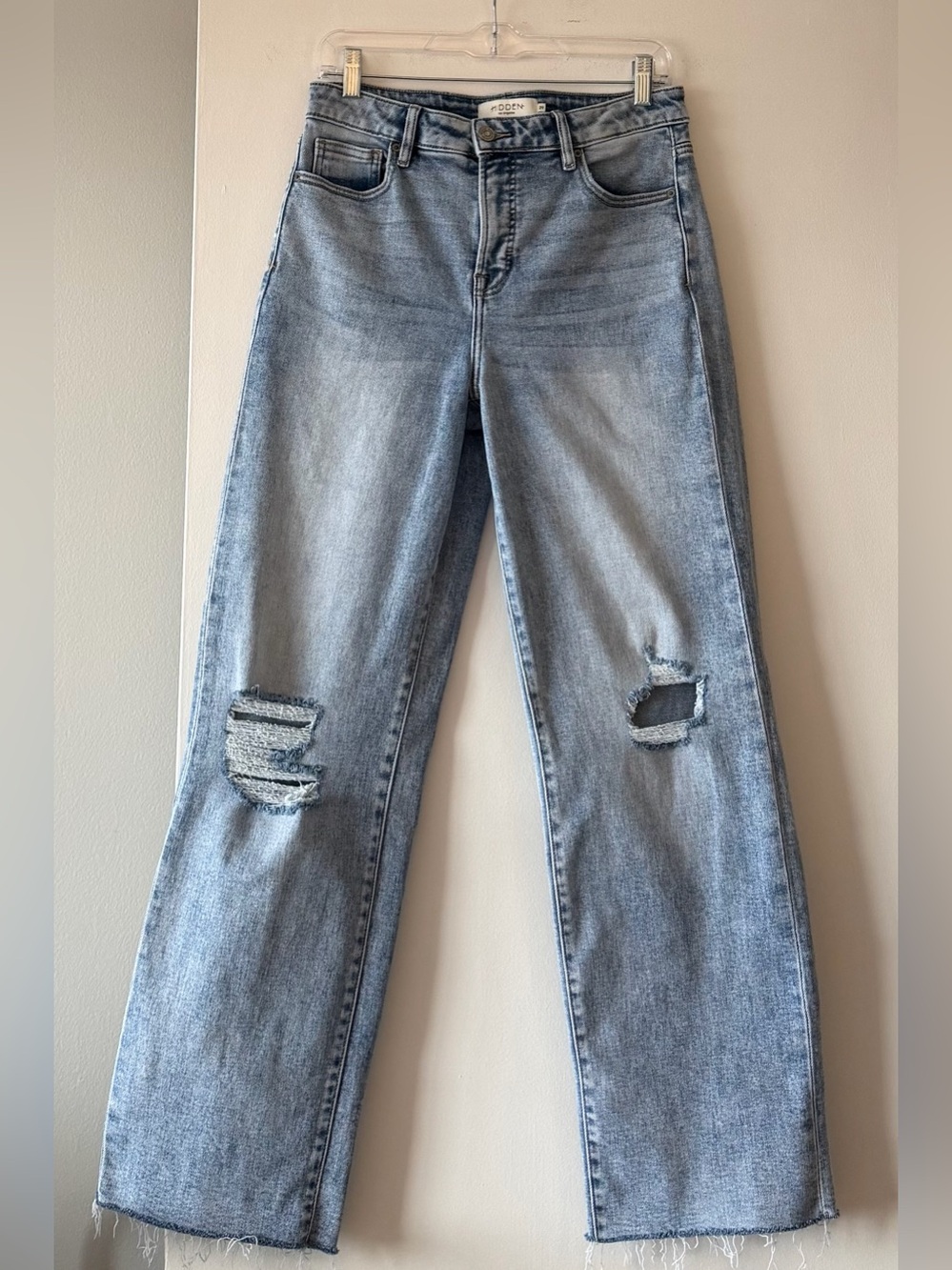 HIDDEN Jeans Ella High Rise Classic Straight Distressed Raw Hem Jeans 29
